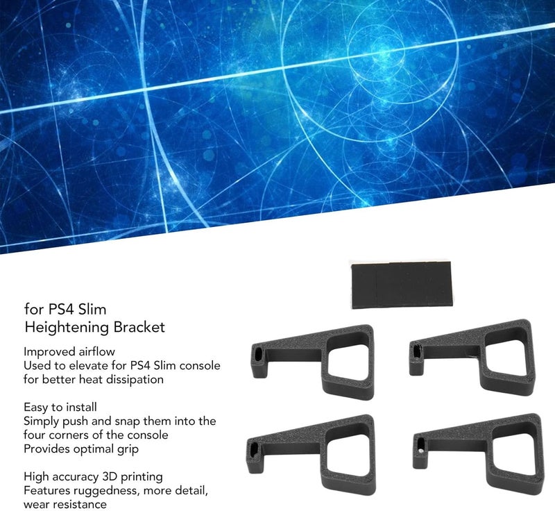 ciciglow Bracket for Slim, 4PCS Console Horizontal Holder Game Machine Cooling Legs with Anti Slip Pads, Heightening Bracket for Slim, for Better Heat Dissipation (Black) - Image 3